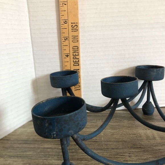 Vtg Blue Metal Tealight Candle Holder - Picture 13 of 13